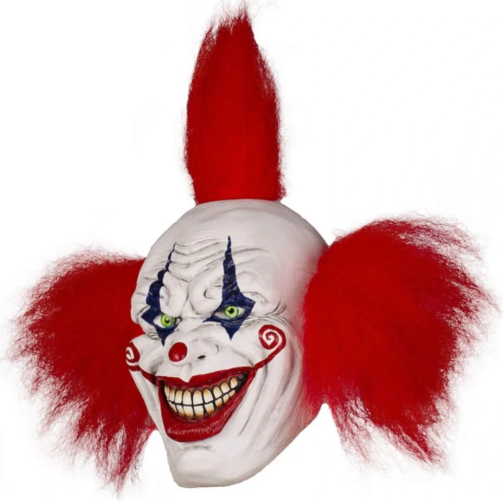 Halloween Evil Laughing Saw Clown Adult Mask Joker with Red Hair Cosplay. NEW!